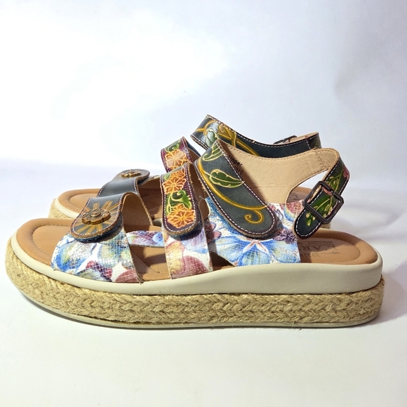 L'artiste Yahima Espadrilles Boho Multicolor Floral Casual Platform Sandal Sz 38 - Picture 8 of 11